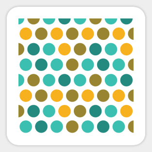 Mid Century Modern Print Pattern Gold Teal Brown Yellow Dots Sticker